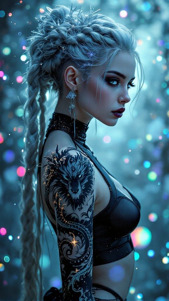 Regal Futuristic Gothic Queen in Cyberpunk Style