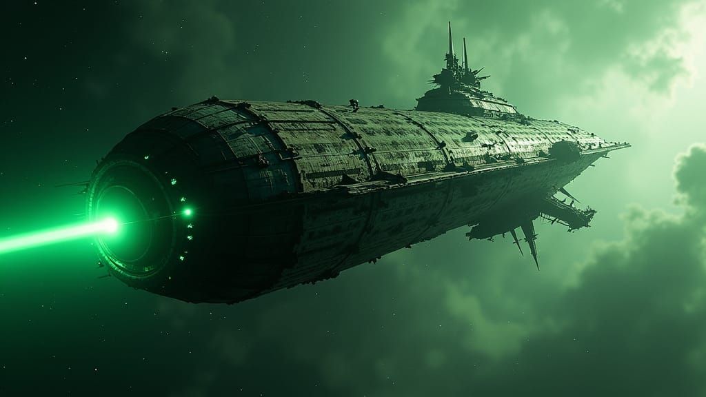 Derelict Spaceship Drifting in Deep Space