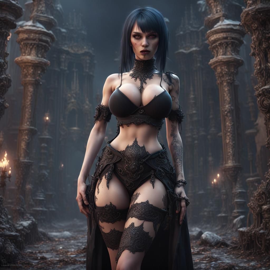 Goth Girl: Detailed Matte Painting in 8k