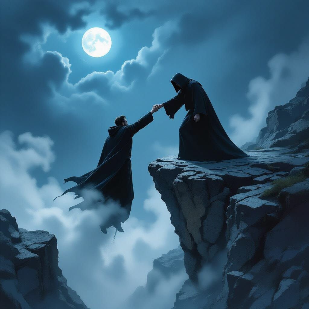 Ominous Cliffside Scene in Rutkowski Style