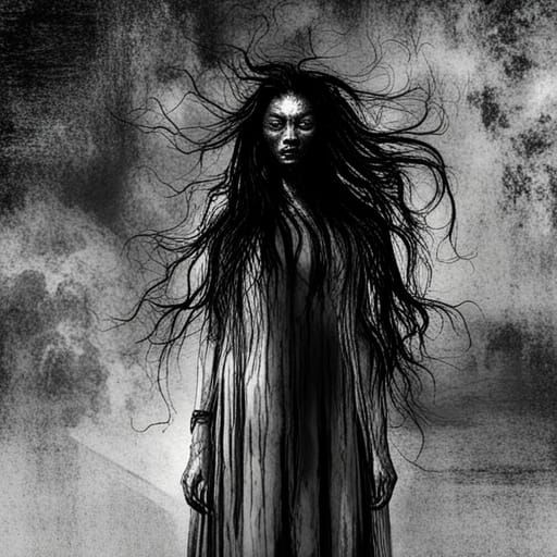 Nightmarish Asian Horror Image in Junji Ito Style