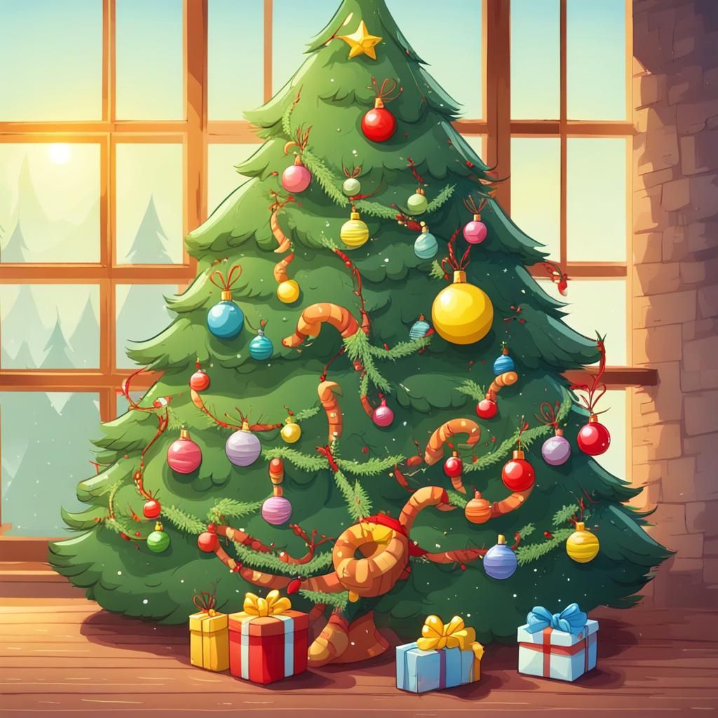 Worm Decorating Christmas Tree in Mountain Home