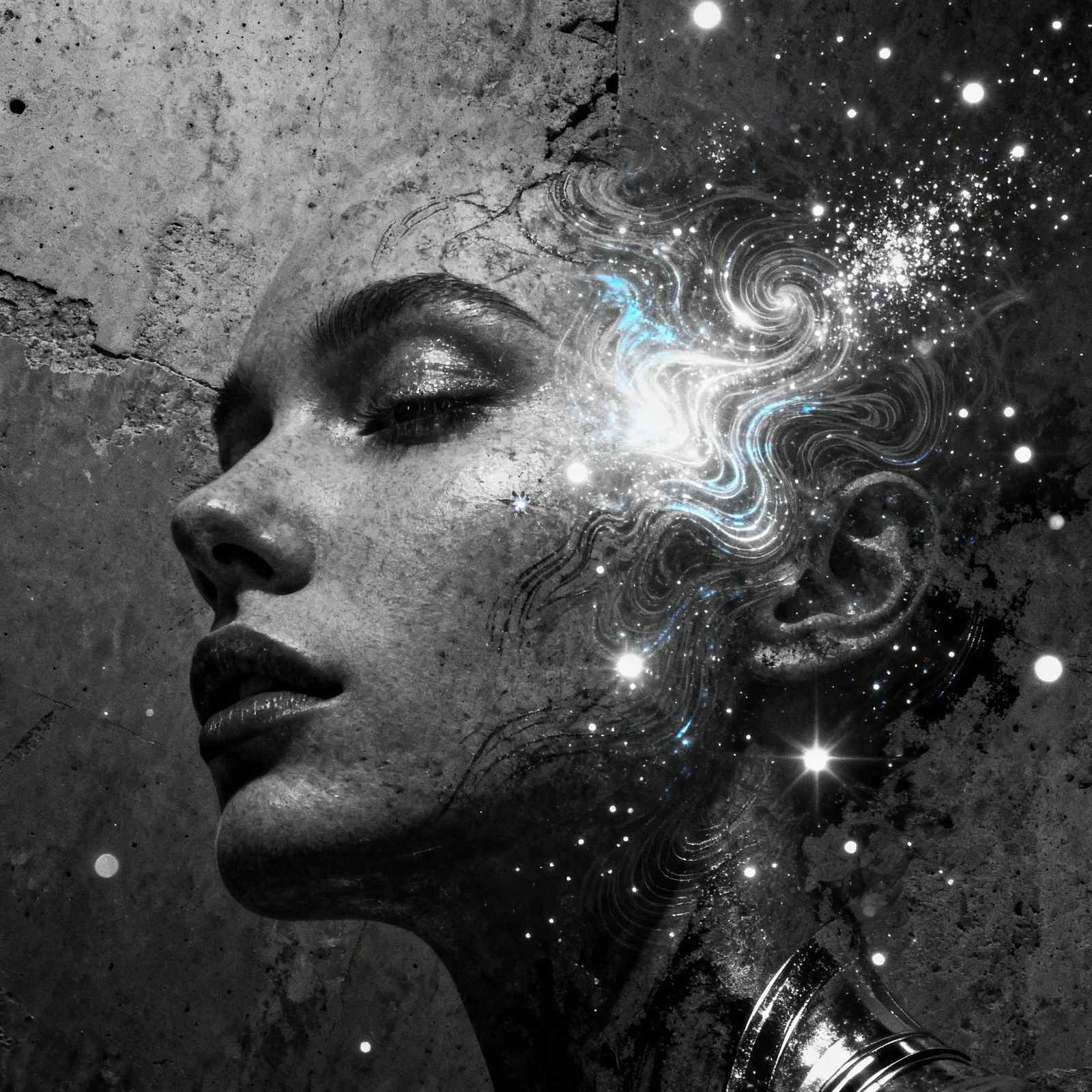 Ethereal Face With Synaptic Turbulence and Empathic Patterns