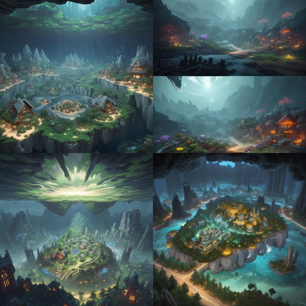 Hidden Underground Coral Village: 3D Game Art