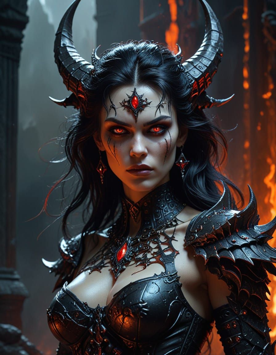 Lilith Demonic Queen in Dark Fantasy Style