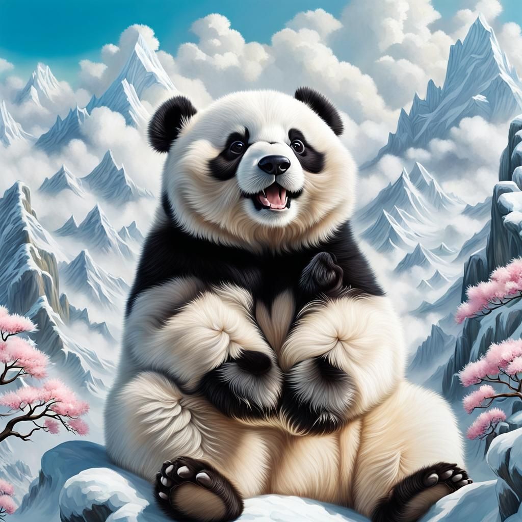 Pastel Cloud Panda Bear: Joyful AI Art