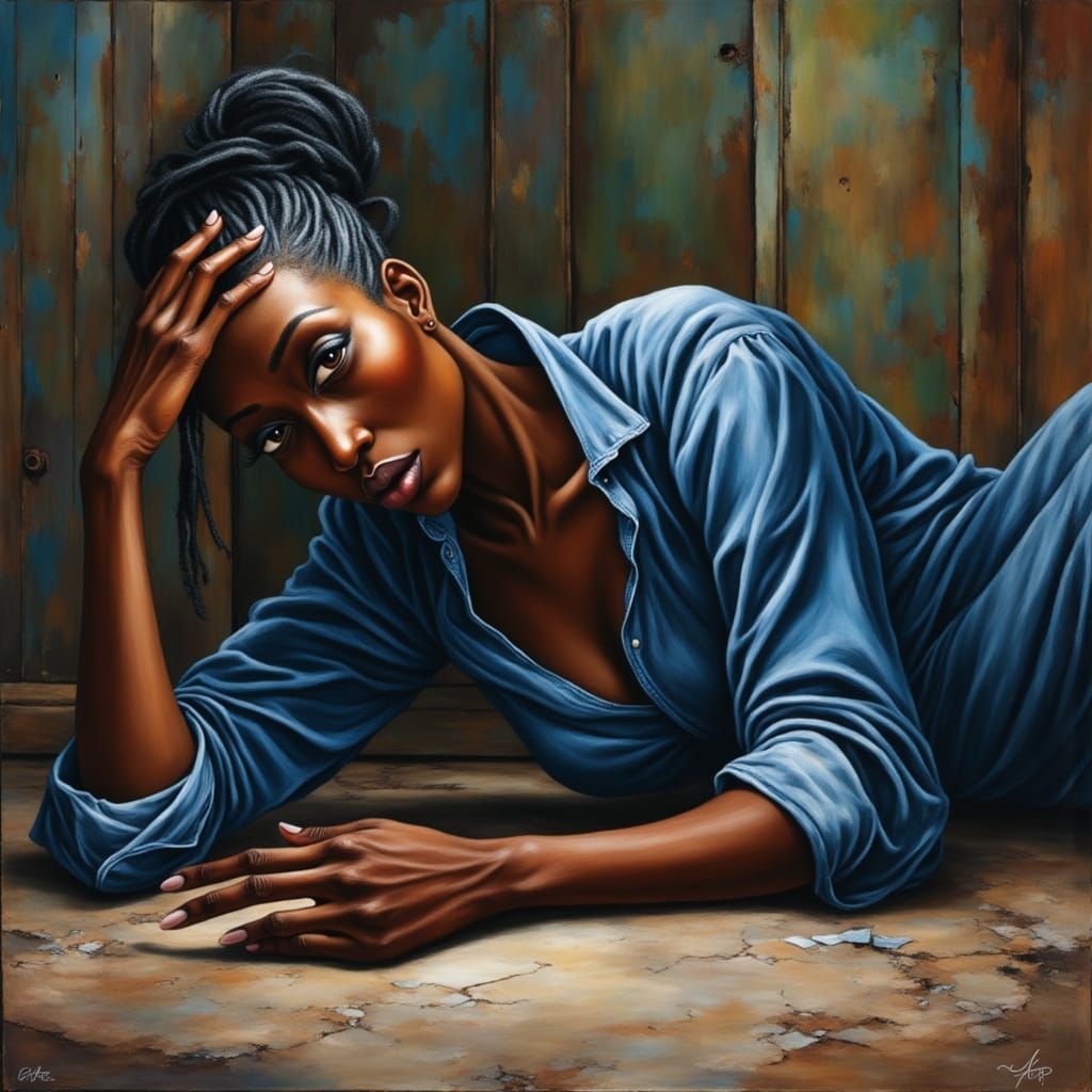 Obsidian Beauty in Abstract Expressionism Style