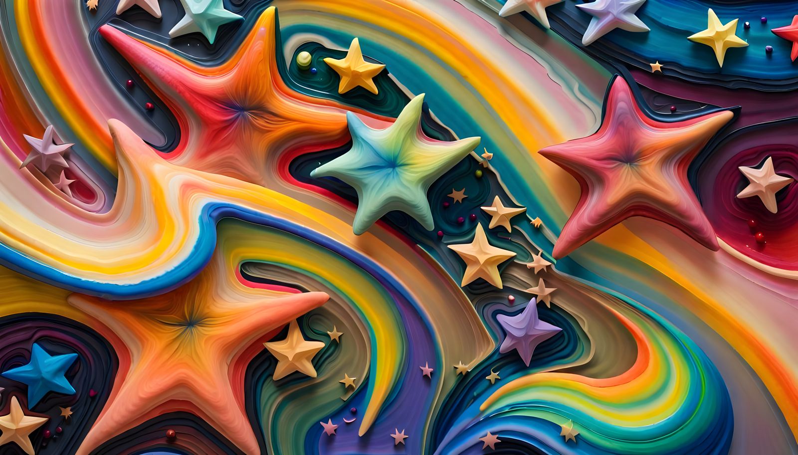 Iridescent Star Cluster in Aboriginal Impasto Style