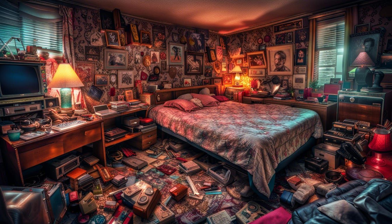 Hyperrealistic 80s Bedroom Scene in HDR