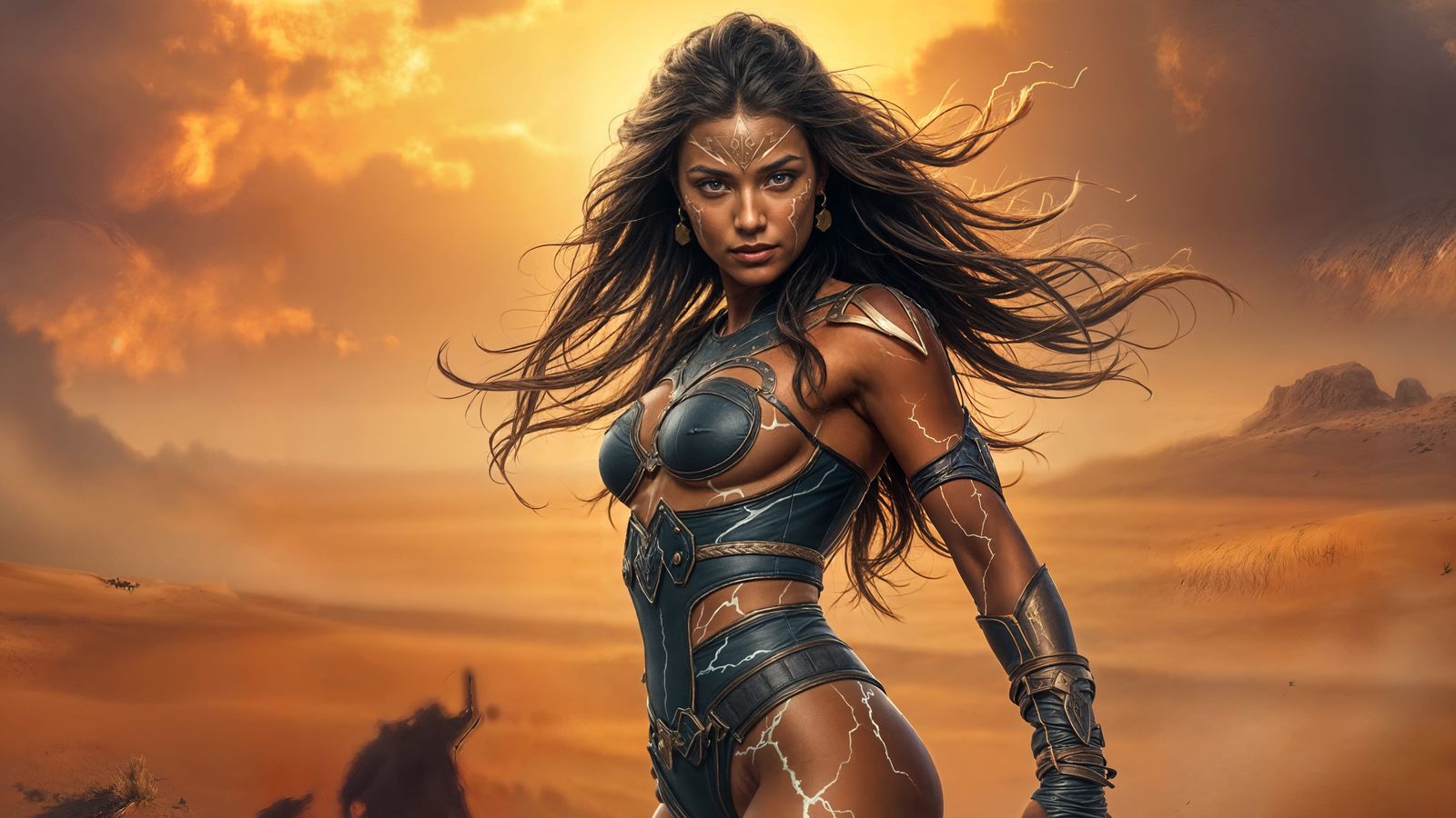 Lightning Warrior Princess in Desert