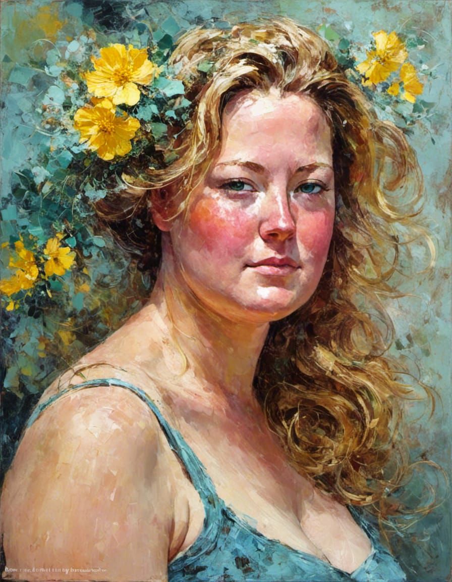 Neon Eighties Impasto Portrait