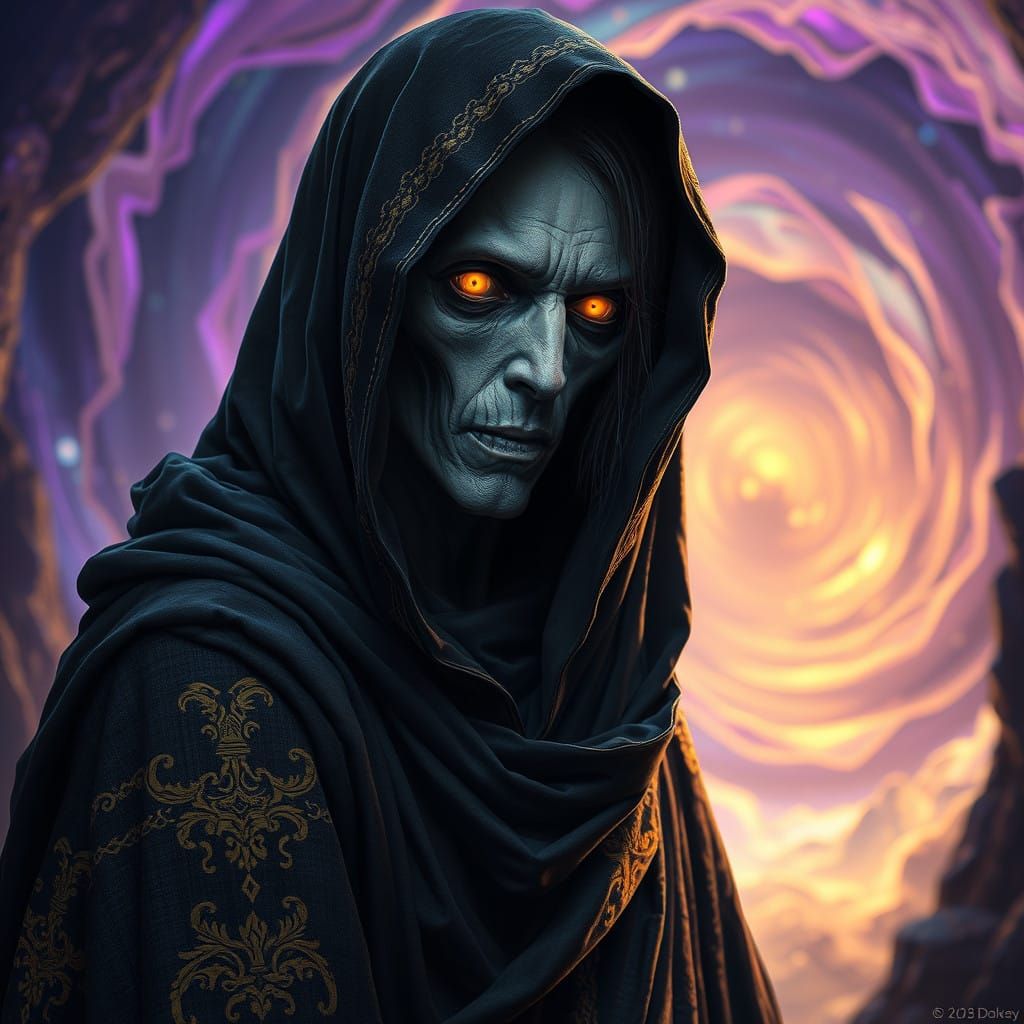 Mysterious Figure in Dark, Dreamlike Landscape