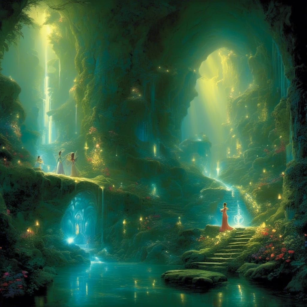 Ethereal Fairy Realm Unveiled in Glowing Light and Shadow