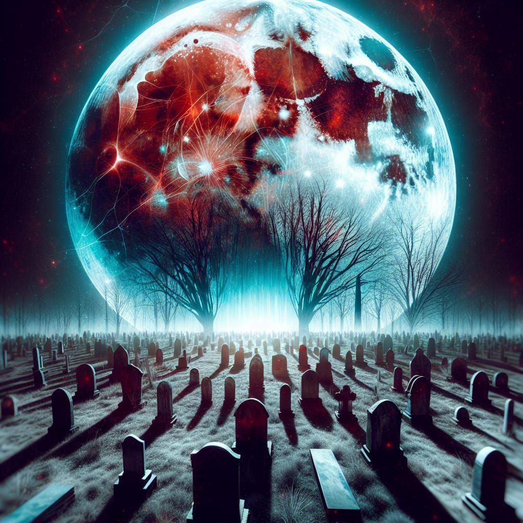 Moonlit Graveyard and Ethereal Red Moon