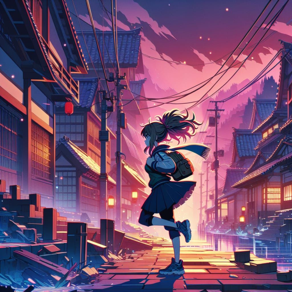 Manga-Style Japan Illustration in Anime Wallpaper Aesthetic