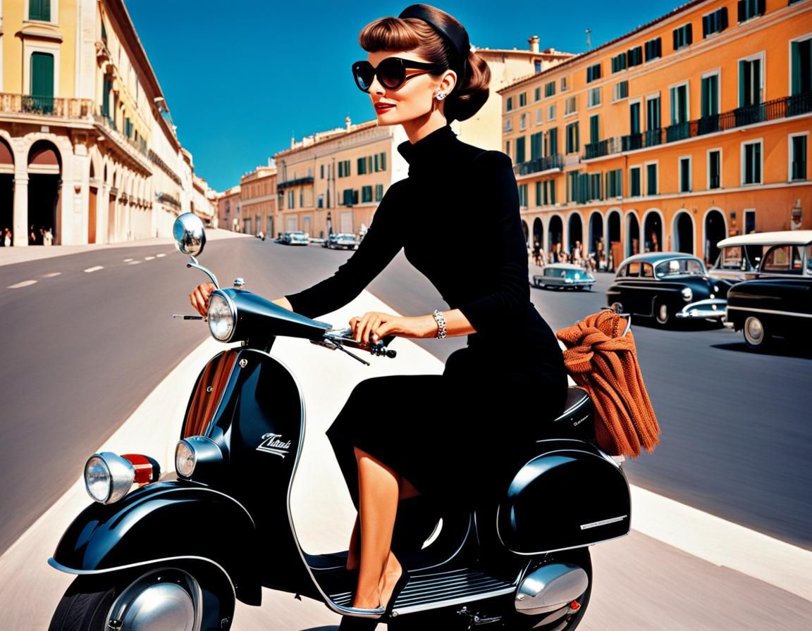 Audrey Hepburn Rides Vespa in Nice: 60s Style