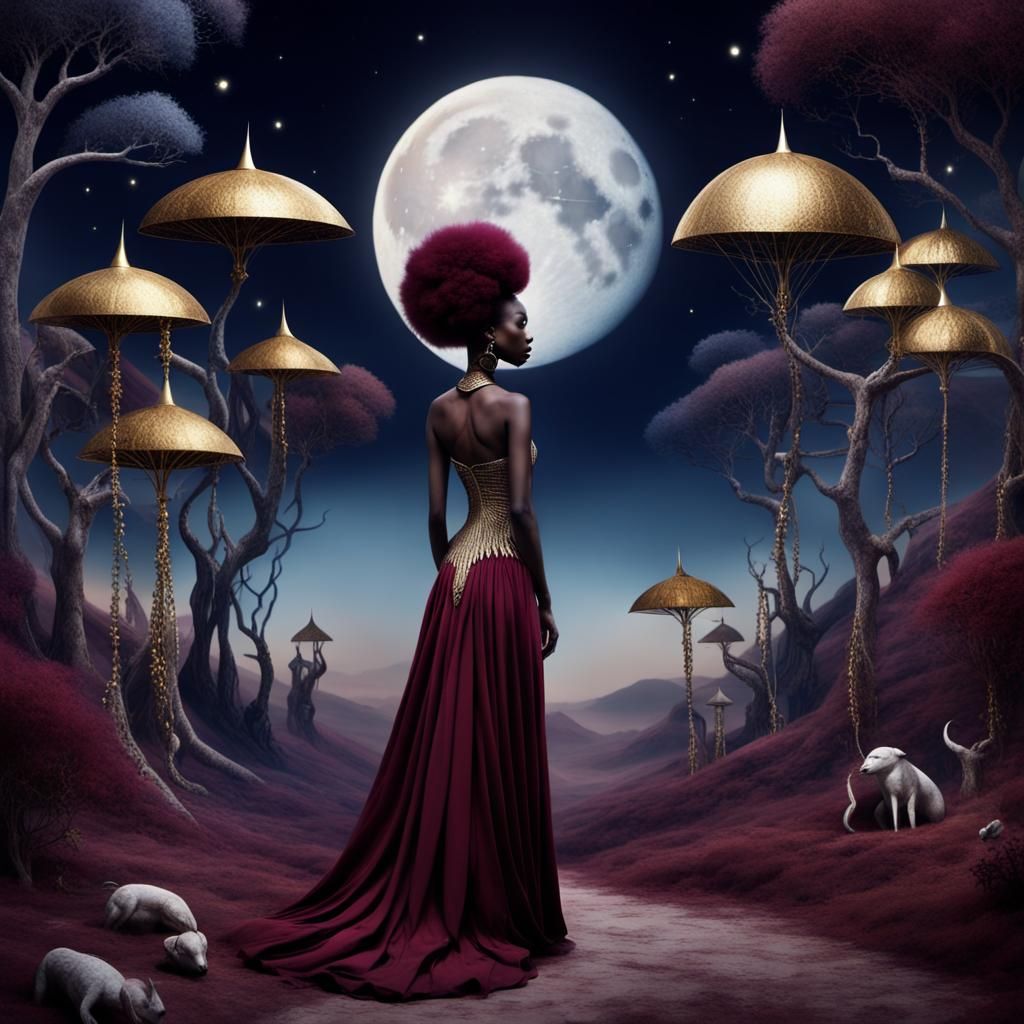 Whimsical African Kingdom at Midnight