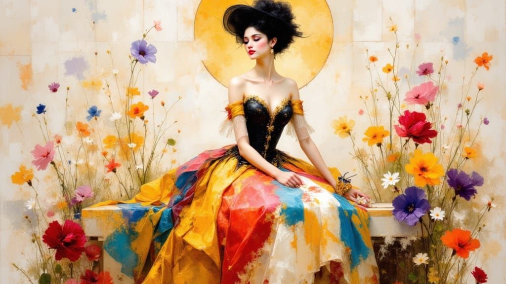 Rococo Lady in Opulent Summer Dress