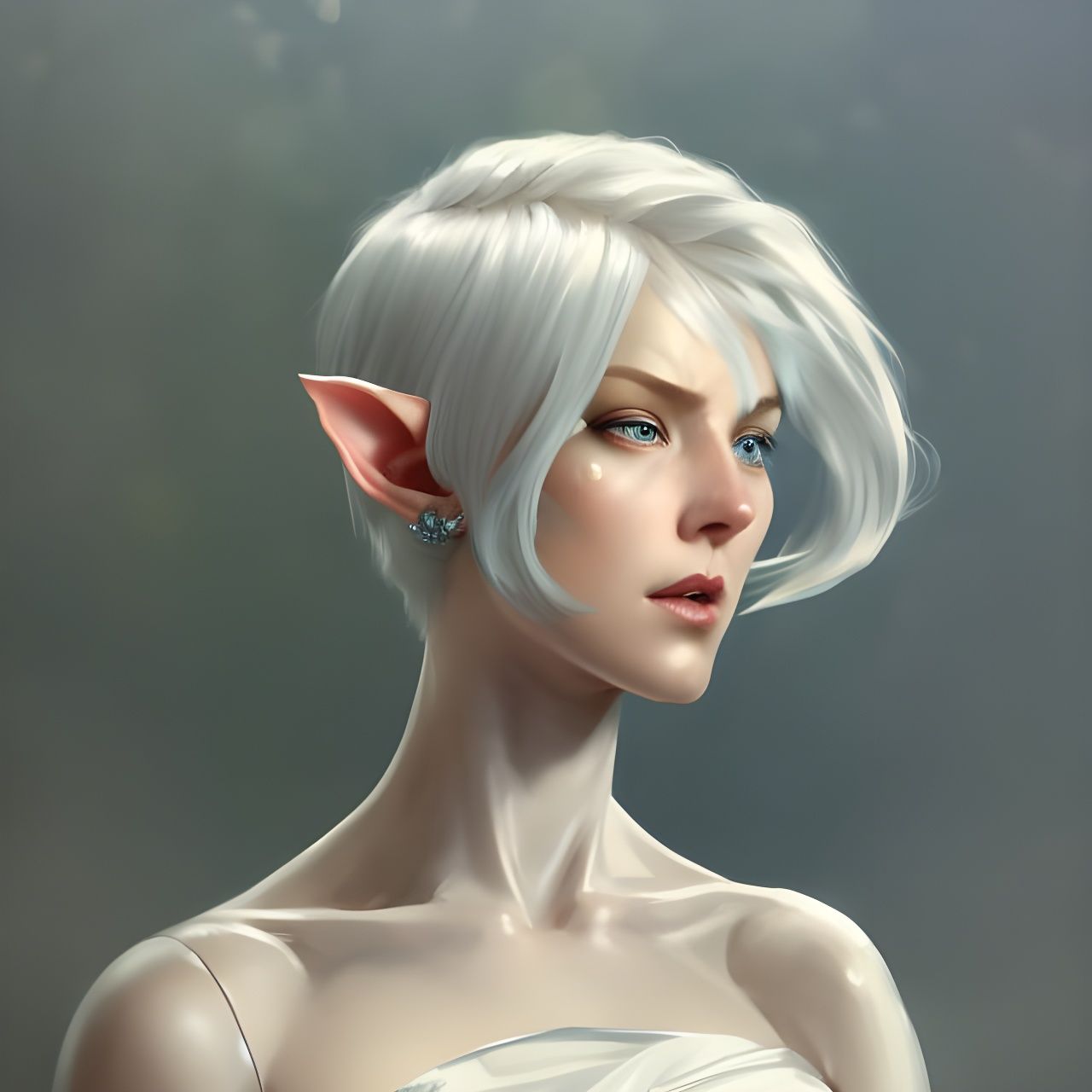 White hair elf girl