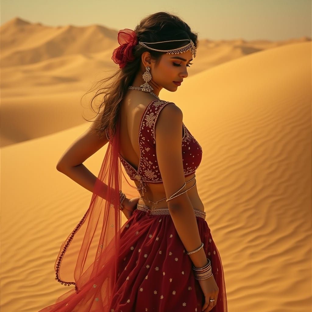 Stunning Rajasthani Woman in Art Nouveau Style