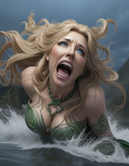 Celtic Woman Screaming in Pain, Photorealistic