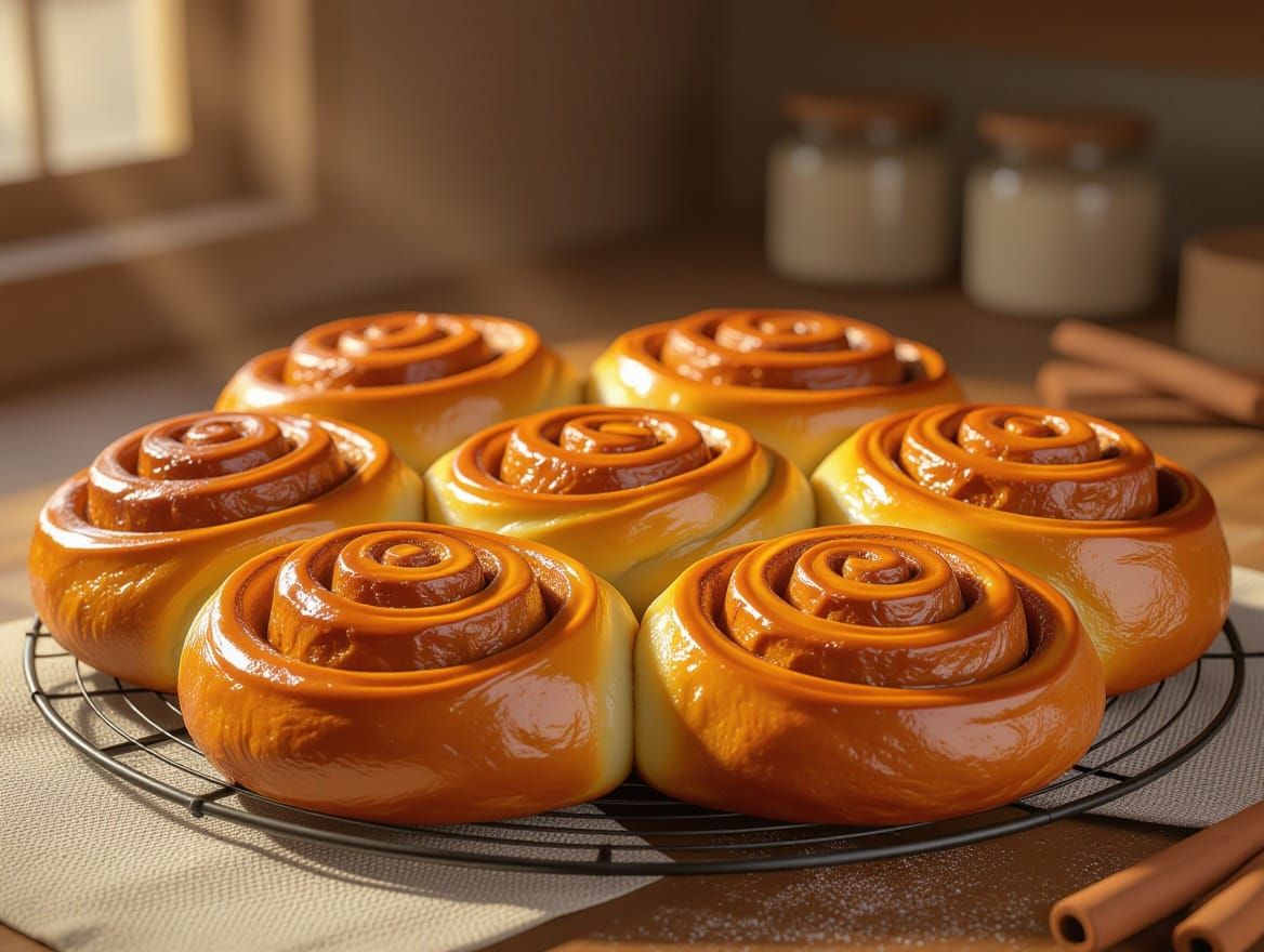 Artisanal Cinnamon Rolls in Hyperrealistic Style