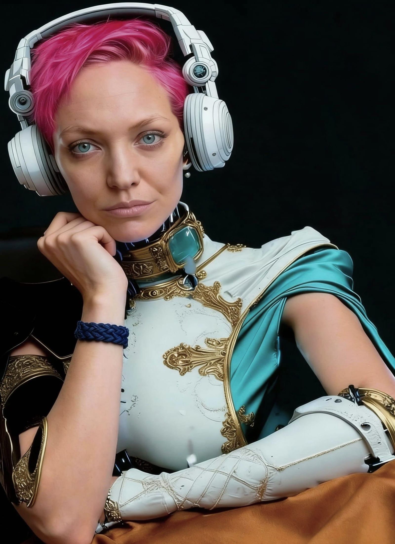 Broad-Shouldered Android Warrior in Ornate Armor