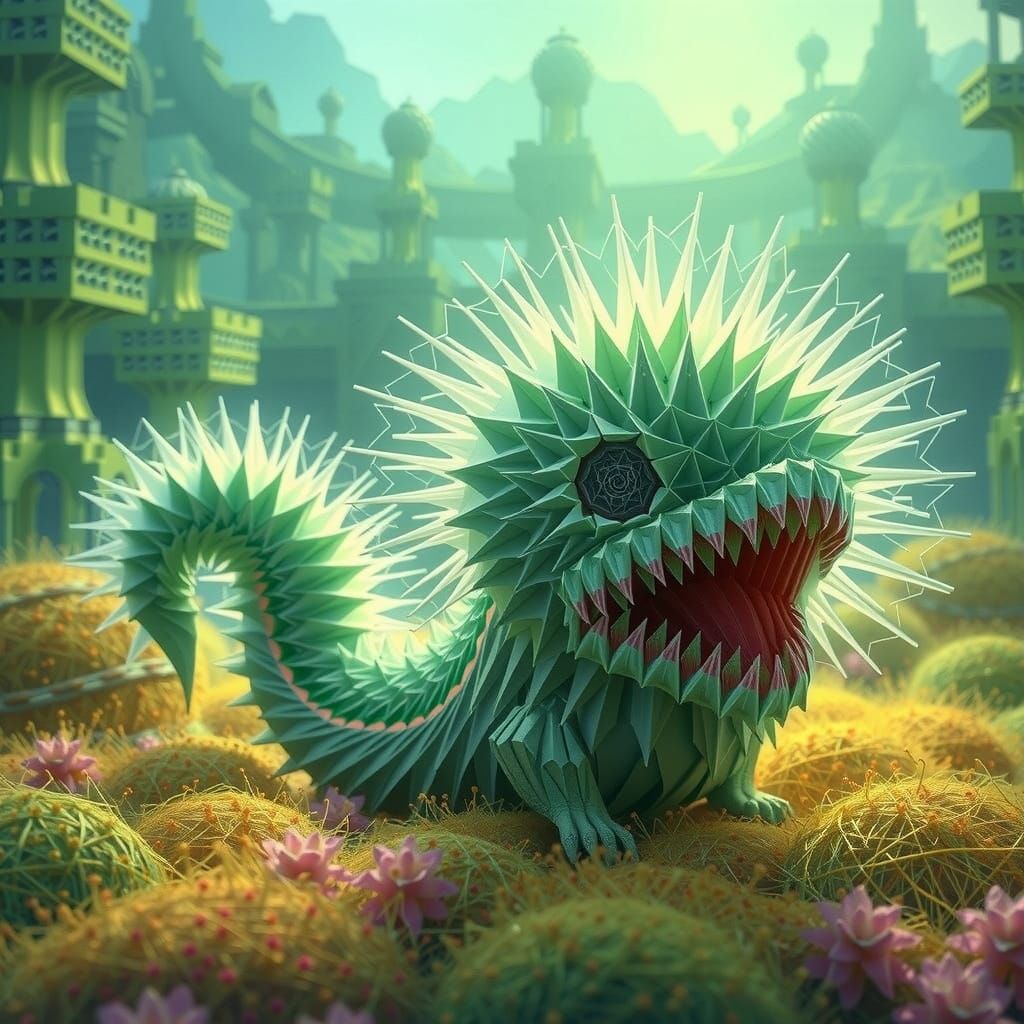 Colorful Origami World in Futuristic Style