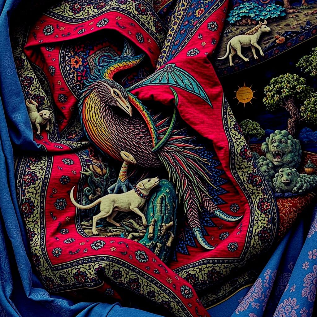 Surreal Persian Tapestry With Ancient Visions
