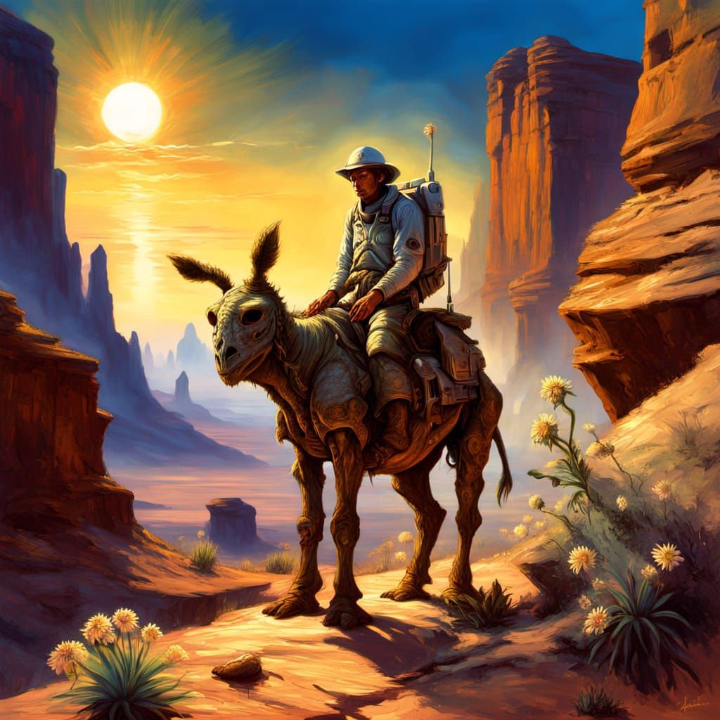 Astronaut Offers Glowing Flower to Alien Creature in Binary ...