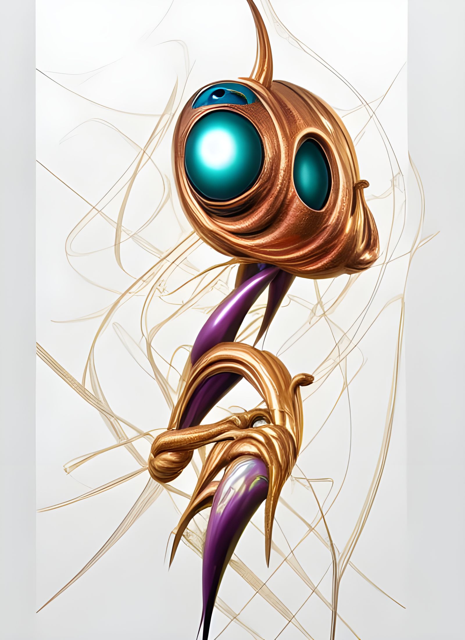 Abstract Concept Art in Gold, Copper, and Teal