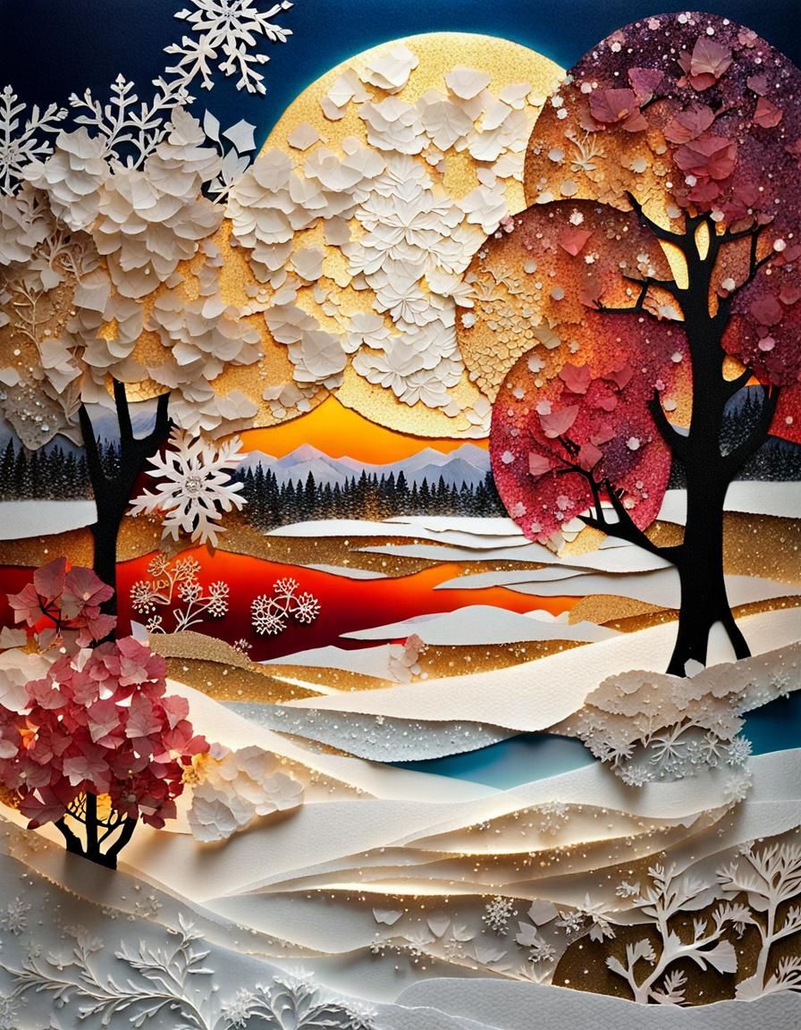 Ice and Snow Magic Collage at Twilight