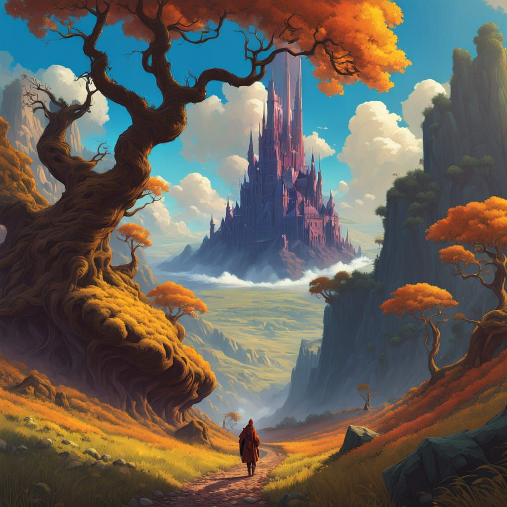 Epic Digital Landscape in Vibrant, Luminous Style