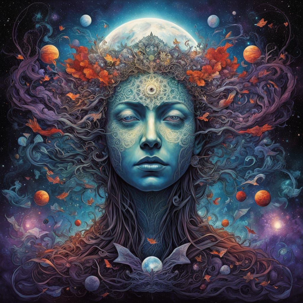 Glowing Bio Art in Vibrant Blue-Violet and Red-Green Hues