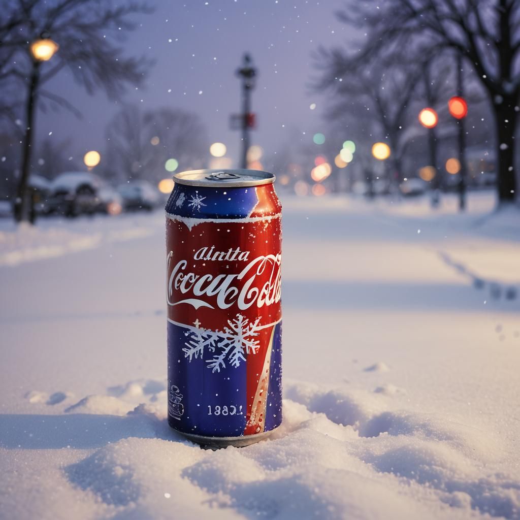 Coca-Cola Can in Snow, Retro Photography