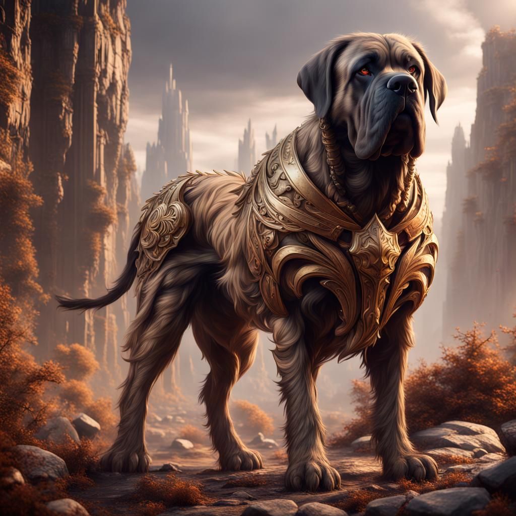 Detailed Matte Painting of a Mastiff