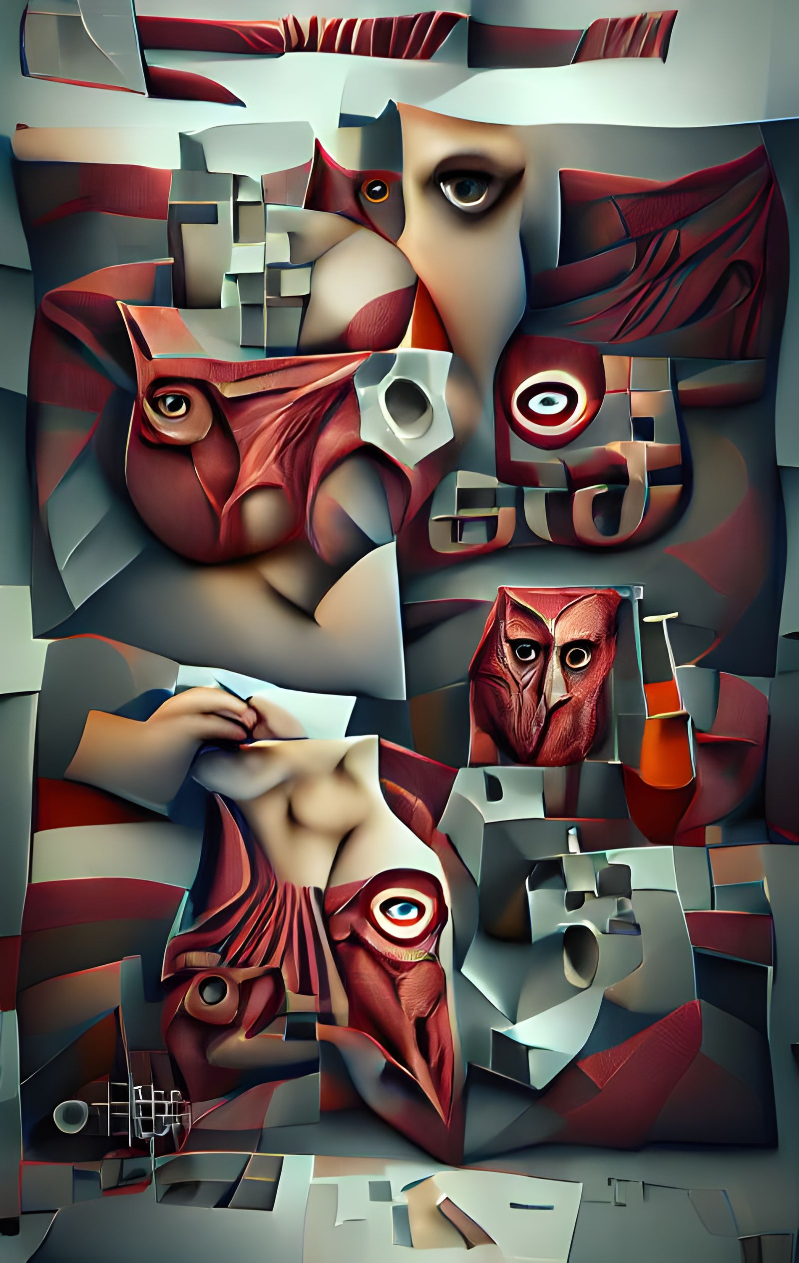 Blood Red Creation in Cybergothic Afrocubism Style