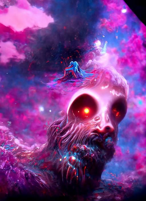 Cosmic Being's Hallucination: Synthwave Neon Retro Horror