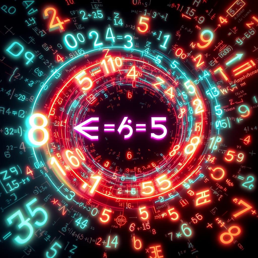 Surreal Cyberpunk Math Equation in Abstract Vortex