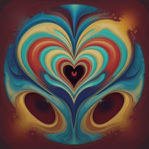 Surreal Inverted Heart in Nirvana Membrane, Gouache Style