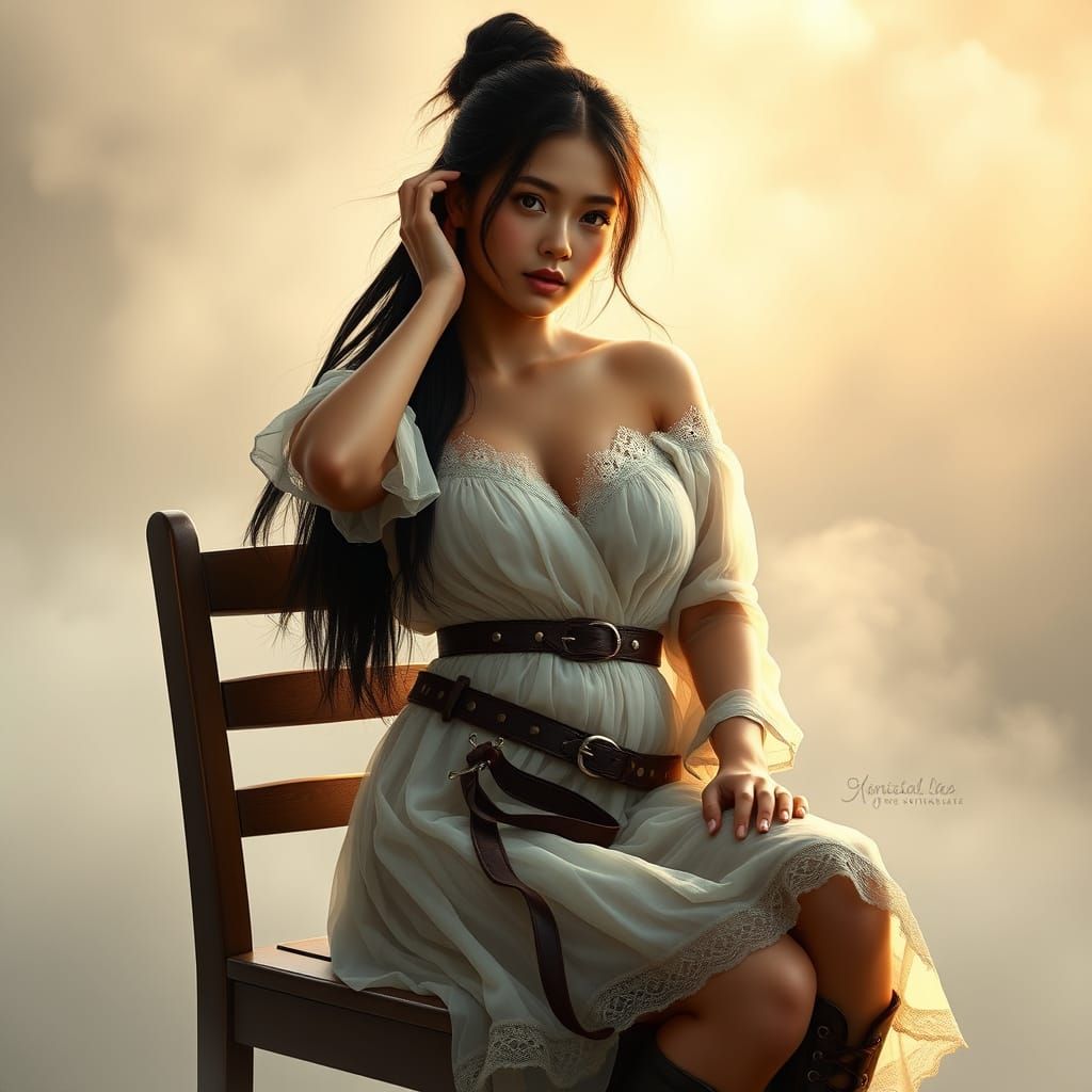 Filipina Woman in Dreamlike Fantasy Art Style