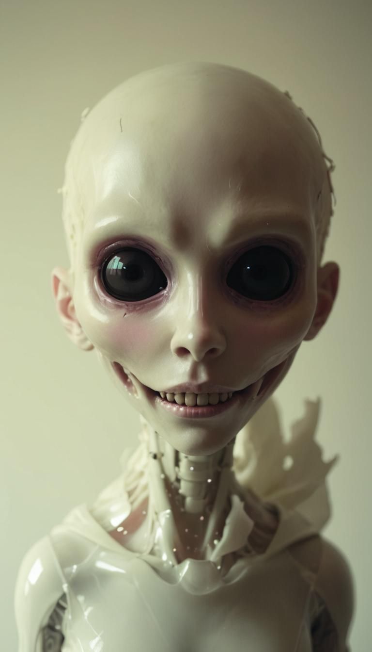 Uncanny Surreal Humanoid in Cybernetic Style