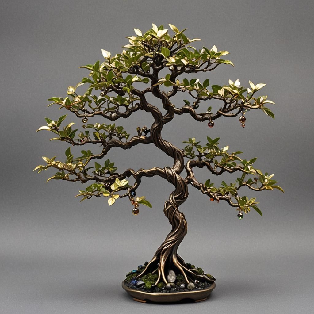 Bronze and Silver Tree of Life Miniature Sculpture