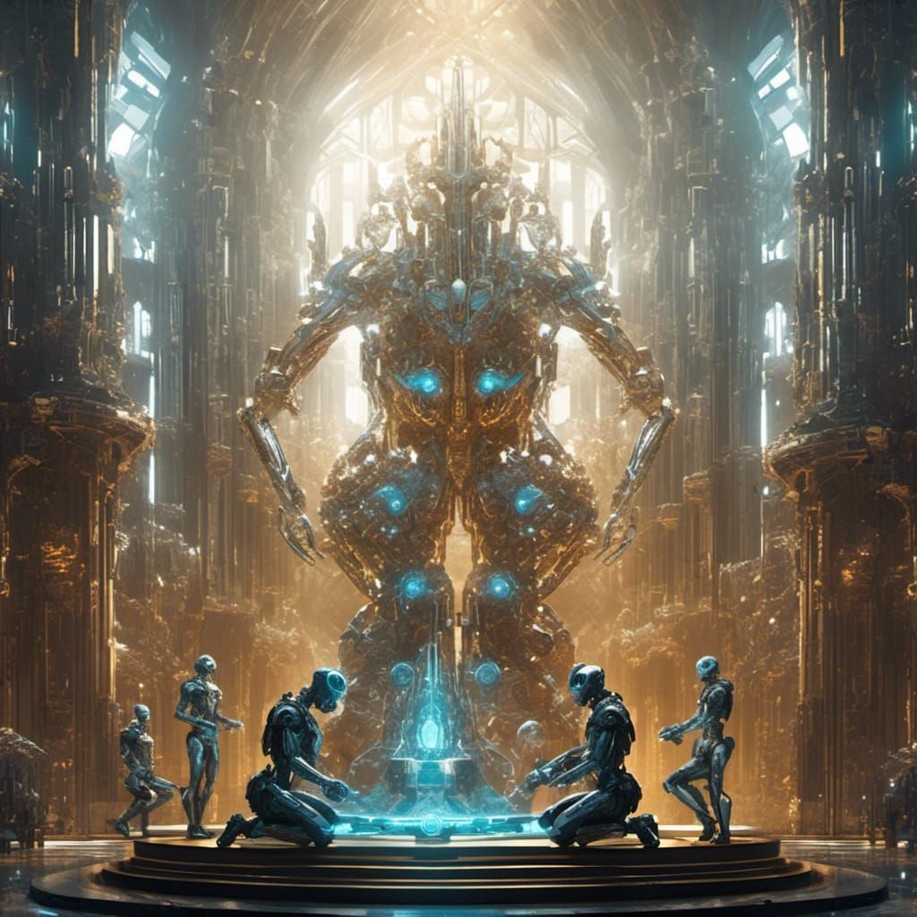 Clockwork Cyborgs Worship in Sci-Fi Cathedral