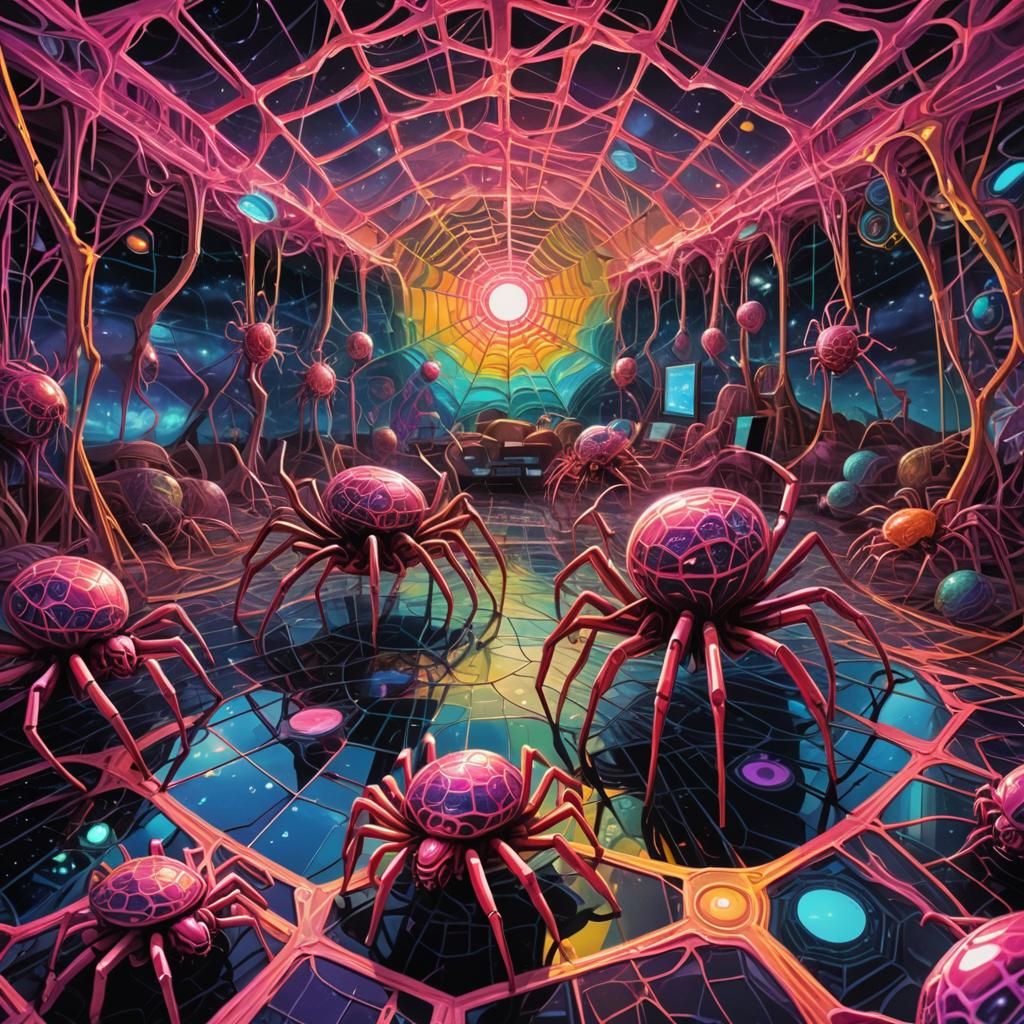 Mirrorsian Computer Spiders Convention: Surreal Mixed Media