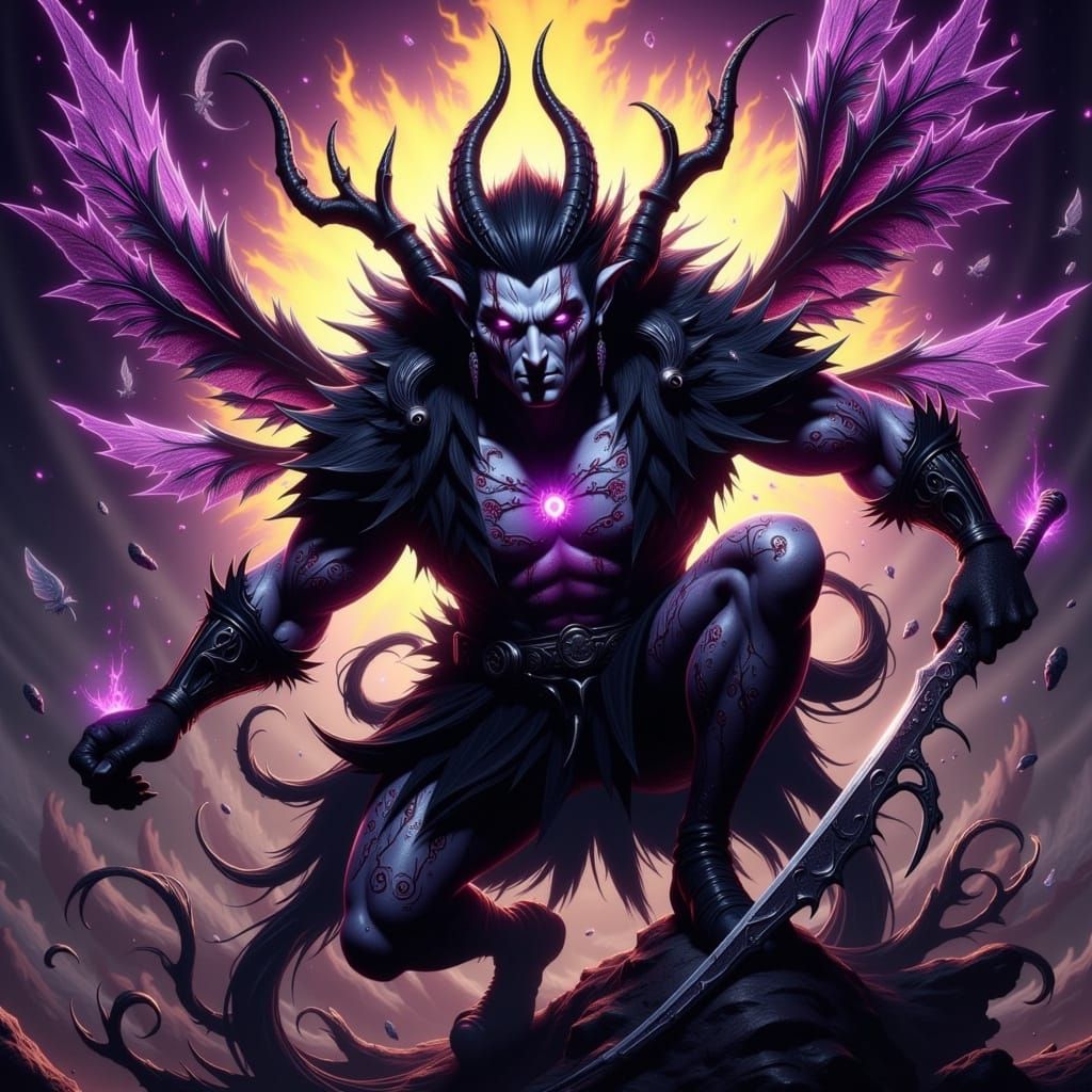 Eldritch Fae in Dark Fantasy Attire, Smirking with Piercing ...