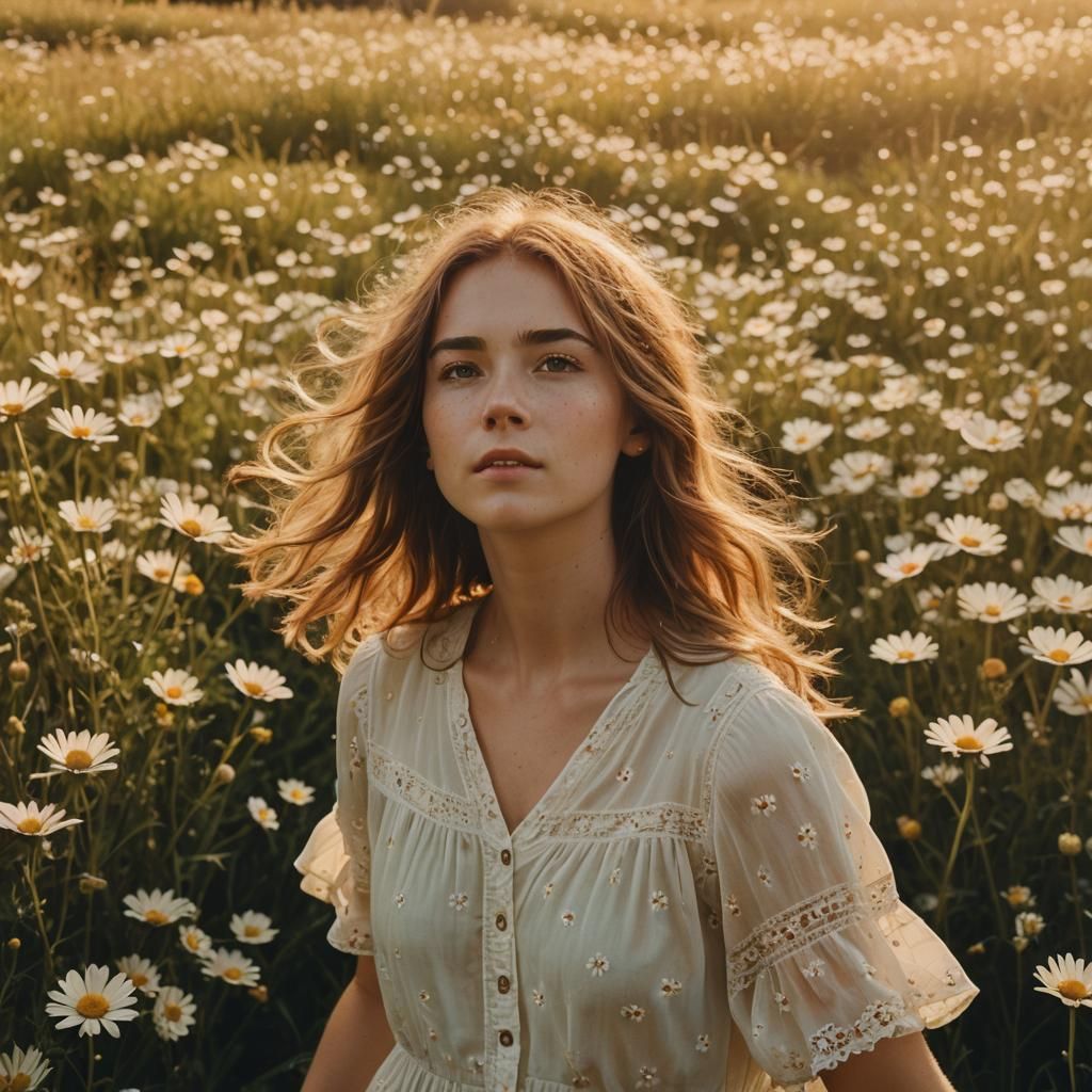 Emma in Daisies: Golden Hour Cinematic Portrait