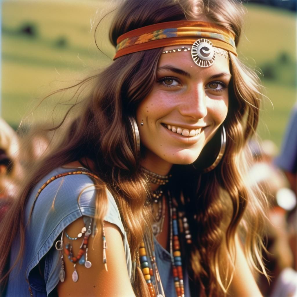 Young Woman at Woodstock Festival 1969