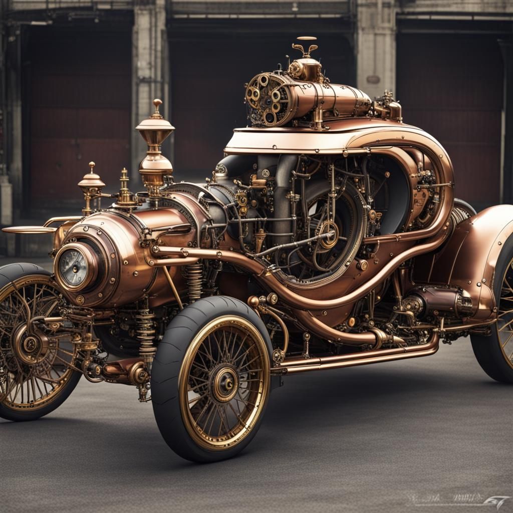 Steampunk Supercar Digital Art