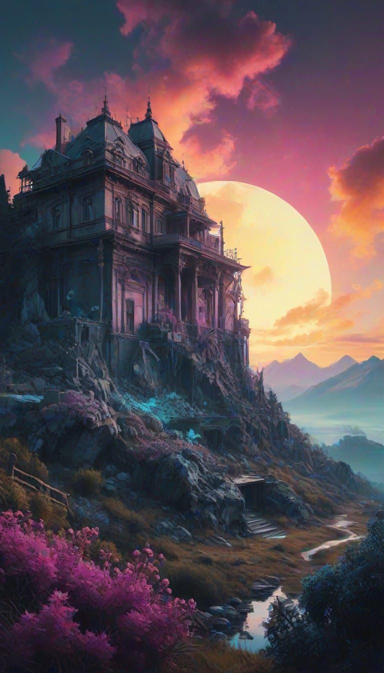 Namatjira-Inspired Landscape with Pillar of Light